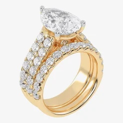 (G-H / Vs2-Si1) Womens 7 Ct.T.W. Lab Grown White Diamond 14K Gold Side Stone Bridal Set