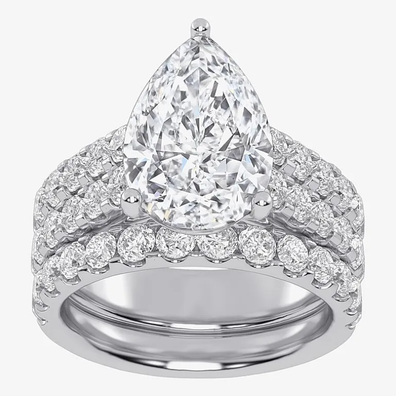 (G-H / Vs2-Si1) Womens 7 Ct.T.W. Lab Grown White Diamond 14K Gold Side Stone Bridal Set