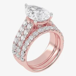 (G-H / Vs2-Si1) Womens 7 Ct.T.W. Lab Grown White Diamond 14K Gold Side Stone Bridal Set