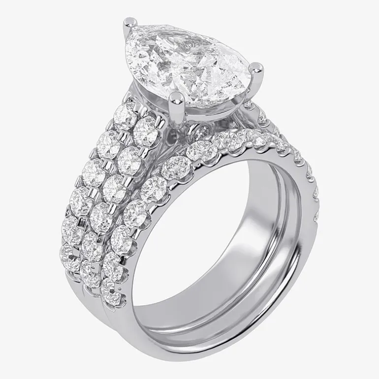 (G-H / Vs2-Si1) Womens 7 Ct.T.W. Lab Grown White Diamond 14K Gold Side Stone Bridal Set