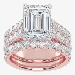 (G-H / Vs2-Si1) Womens 5 CT. T.W. Lab Grown White Diamond 14K Gold Side Stone Bridal Set