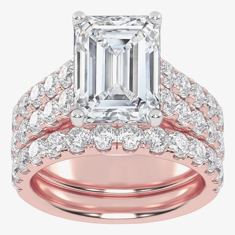 (G-H / Vs2-Si1) Womens 5 CT. T.W. Lab Grown White Diamond 14K Gold Side Stone Bridal Set