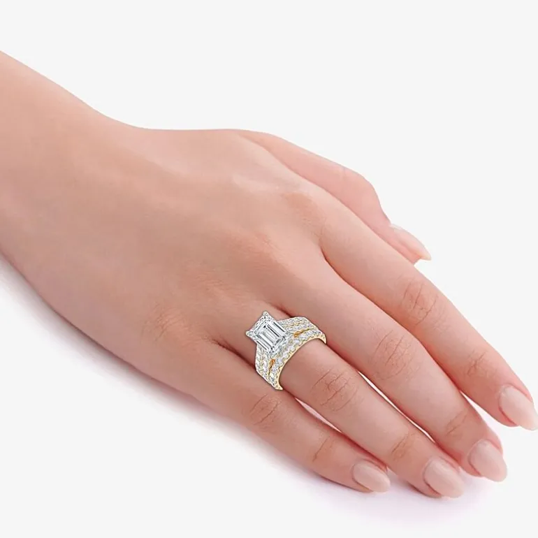 (G-H / Vs2-Si1) Womens 5 CT. T.W. Lab Grown White Diamond 14K Gold Side Stone Bridal Set