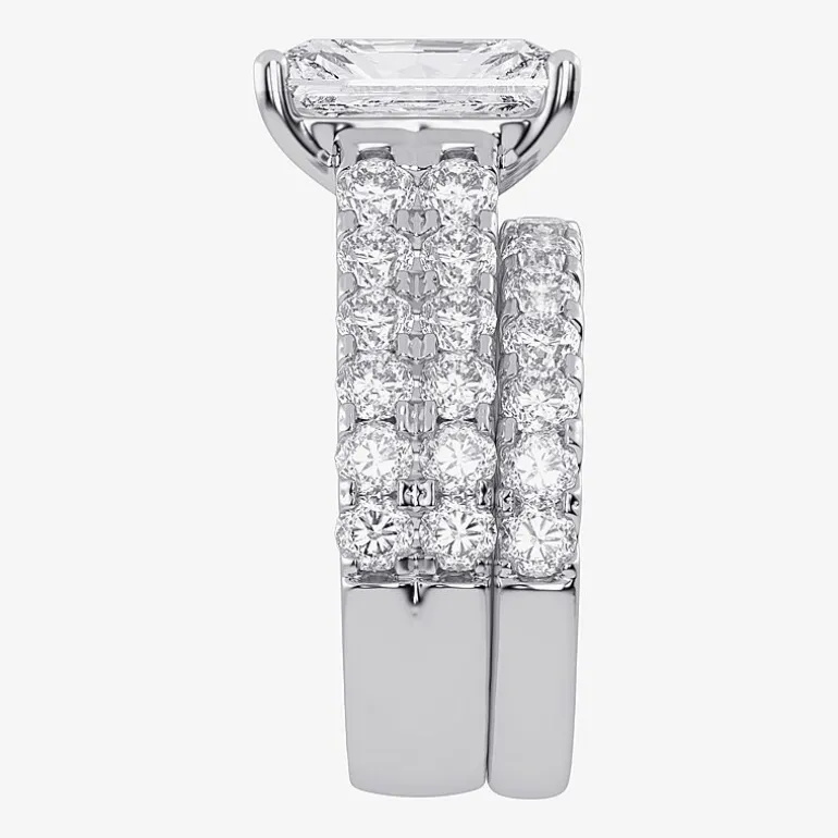 (G-H / Vs2-Si1) Womens 5 CT. T.W. Lab Grown White Diamond 14K Gold Side Stone Bridal Set