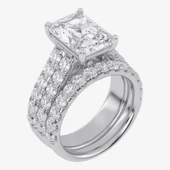 (G-H / Vs2-Si1) Womens 5 CT. T.W. Lab Grown White Diamond 14K Gold Side Stone Bridal Set