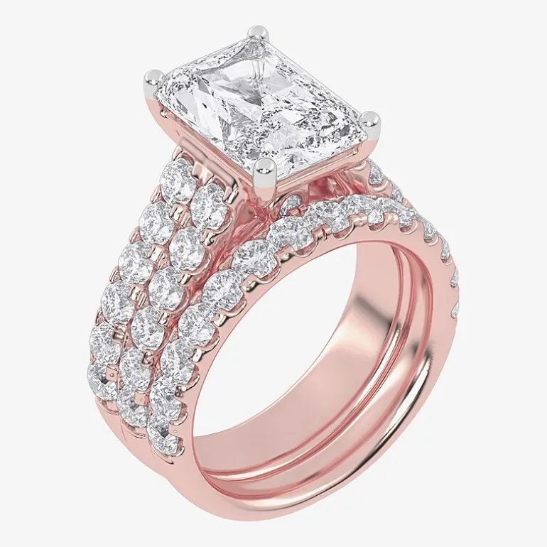 (G-H / Vs2-Si1) Womens 5 CT. T.W. Lab Grown White Diamond 14K Gold Side Stone Bridal Set
