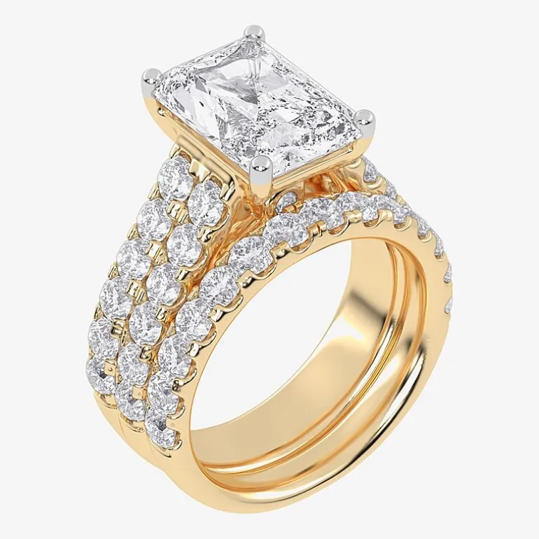 (G-H / Vs2-Si1) Womens 5 CT. T.W. Lab Grown White Diamond 14K Gold Side Stone Bridal Set
