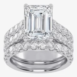 (G-H / Vs2-Si1) Womens 5 CT. T.W. Lab Grown White Diamond 14K Gold Side Stone Bridal Set