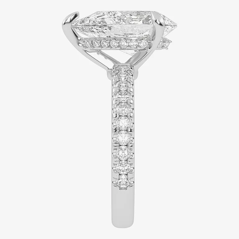 (G-H / Vs2-Si1) Womens 3 1/2 CT. T.W Lab Grown White Diamond 14K Gold Pear Side Stone Engagement Ring