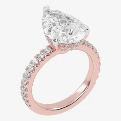 (G-H / Vs2-Si1) Womens 3 1/2 CT. T.W Lab Grown White Diamond 14K Gold Pear Side Stone Engagement Ring