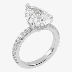 (G-H / Vs2-Si1) Womens 3 1/2 CT. T.W Lab Grown White Diamond 14K Gold Pear Side Stone Engagement Ring