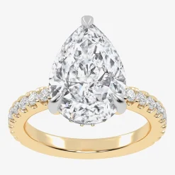 (G-H / Vs2-Si1) Womens 3 1/2 CT. T.W Lab Grown White Diamond 14K Gold Pear Side Stone Engagement Ring
