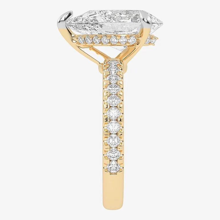 (G-H / Vs2-Si1) Womens 3 1/2 CT. T.W Lab Grown White Diamond 14K Gold Pear Side Stone Engagement Ring