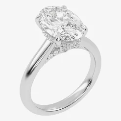 (G-H / Vs2-Si1) Womens 3 1/4 CT. T.W. Lab Grown White Diamond 14K Gold Oval Solitaire Engagement Ring