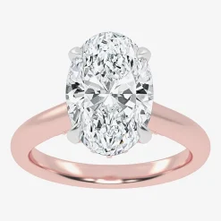 (G-H / Vs2-Si1) Womens 3 1/4 CT. T.W. Lab Grown White Diamond 14K Gold Oval Solitaire Engagement Ring