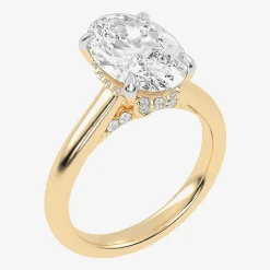 (G-H / Vs2-Si1) Womens 3 1/4 CT. T.W. Lab Grown White Diamond 14K Gold Oval Solitaire Engagement Ring