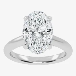 (G-H / Vs2-Si1) Womens 3 1/4 CT. T.W. Lab Grown White Diamond 14K Gold Oval Solitaire Engagement Ring
