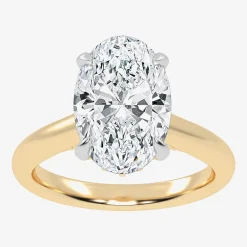 (G-H / Vs2-Si1) Womens 3 1/4 CT. T.W. Lab Grown White Diamond 14K Gold Oval Solitaire Engagement Ring