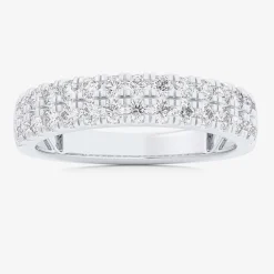 (G-H / Vs1-Vs2) Womens 4MM 3/4 CT. T.W. Lab Grown White Diamond 10K Gold Anniversary Band