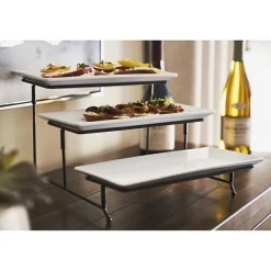 Gibson Elite Gracious Dining 3 Tier Plate Set with Metal Stand