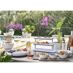 Gibson Elite Gracious Dining 3 Tier Bowl Server Set with Metal Stand
