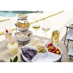 Gibson Elite Gracious Dining 3 Tier Bowl Server Set with Metal Stand