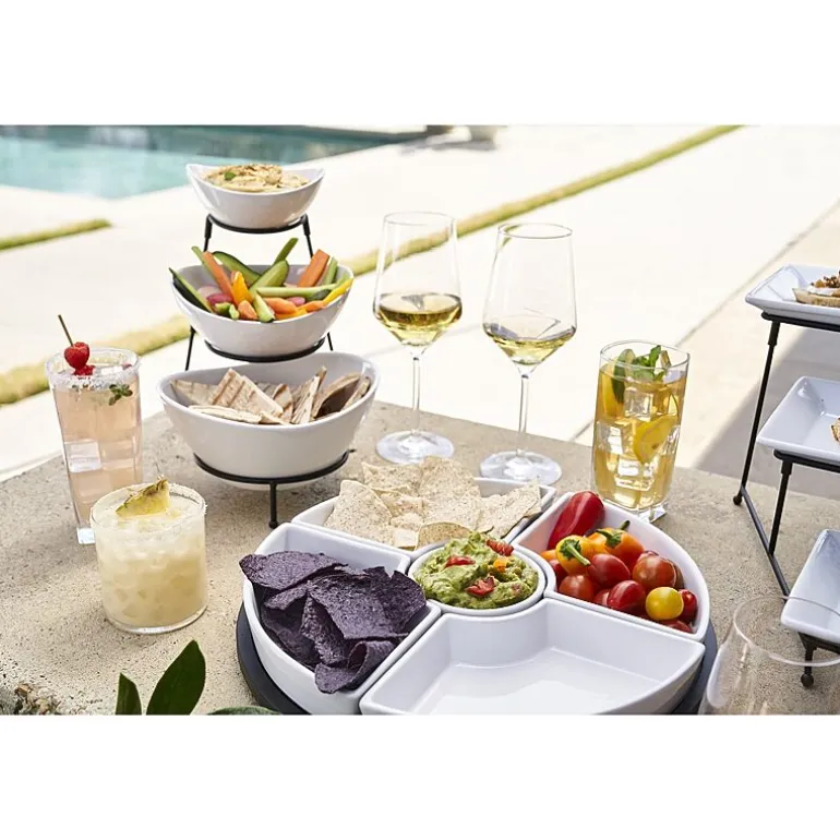 Gibson Elite Gracious Dining 3 Tier Bowl Server Set with Metal Stand