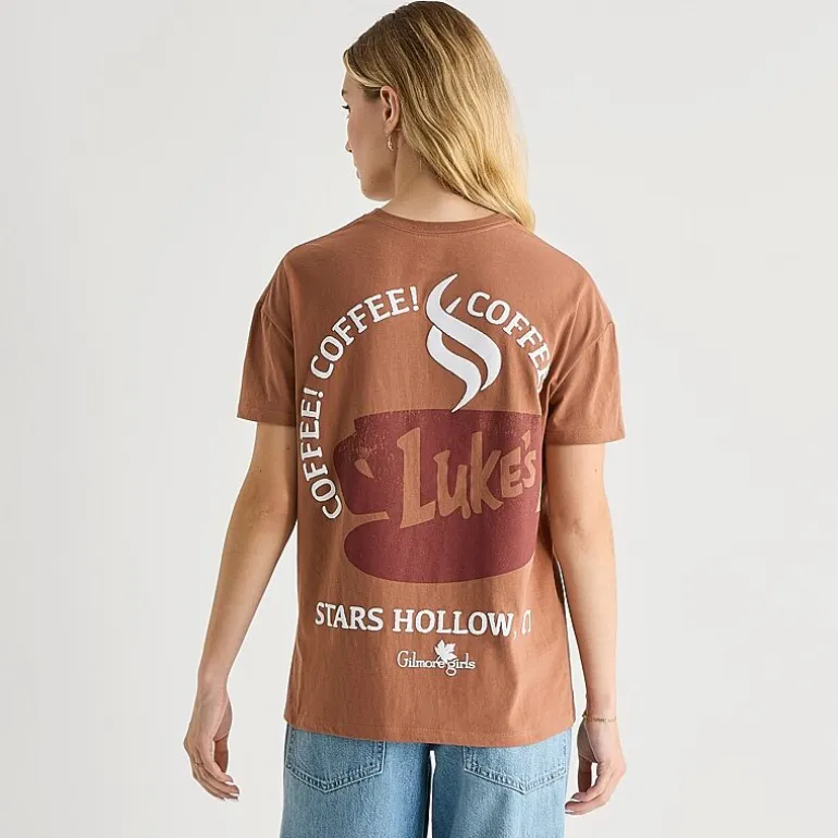 Gilmore Girls Coffee Boyfriend Tee Womens Juniors Crew Neck Short Sleeve Loose Fit Graphic T-Shirt