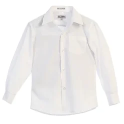 Gioberti Boy's Long Sleeve Dress Shirt With Zippered Tie, Bow Tie, And Handkerchief Set