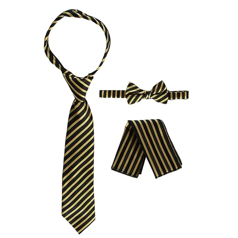 Gioberti Boy's Long Sleeve Dress Shirt And Stripe Zippered Tie Set