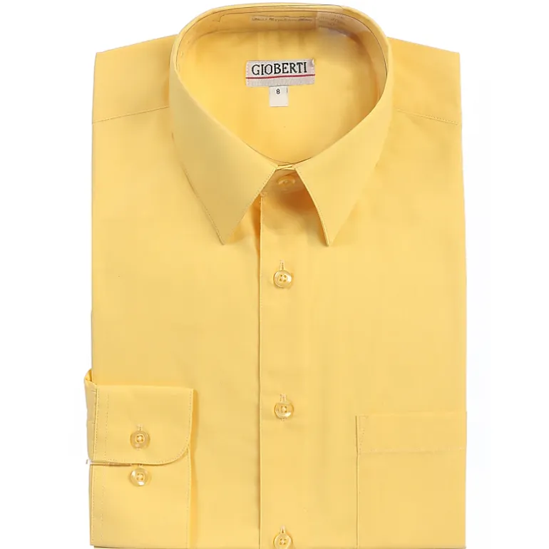Gioberti Boy's Long Sleeve Dress Shirt And Stripe Zippered Tie Set