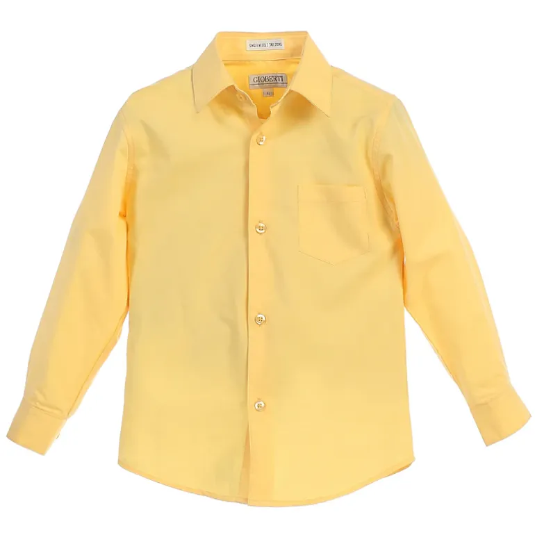 Gioberti Boy's Long Sleeve Dress Shirt And Stripe Zippered Tie Set