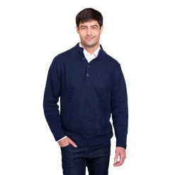 Gioberti Men's 100% Cotton Button Down Collar Knitted Pullover Sweater