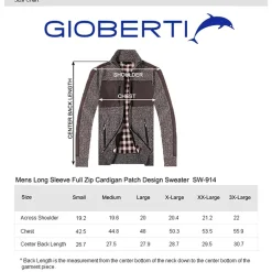 Gioberti Men's Full Zip Cardigan Patch Design Sweater with Flannel Lining