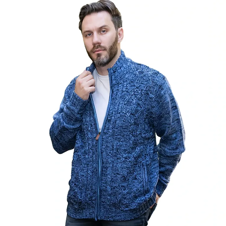 Gioberti Men's Heavy Weight Cardigan Twisted Knit Regular Fit Full-Zipper Sweater