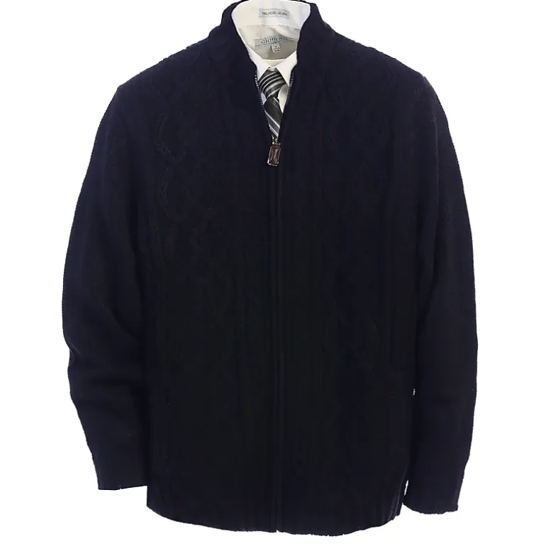 Gioberti Men's Heavy Weight Cardigan Twisted Knit Regular Fit Full-Zipper Sweater