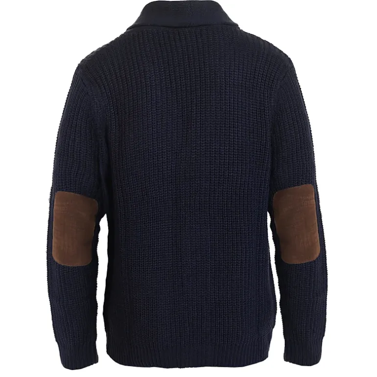 Gioberti Men's Heavy Weight Shawl Collar Knitted Regular Fit Cardigan With Faux Suede Elbow Patch