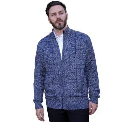 Gioberti Men's Knitted Full Zip Cardigan Sweater With Soft Brushed Flannel Lining