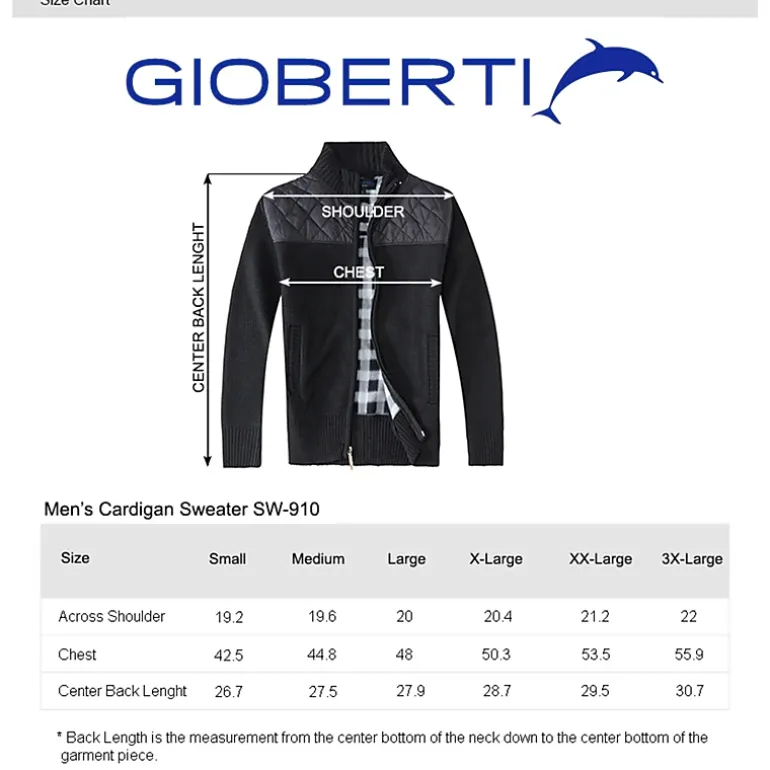 Gioberti Men's Knitted Regular Fit Full Zip Cardigan Sweater With Soft Brushed Flannel Lining