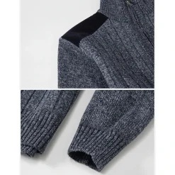 Gioberti Men's Quarter Zip Pullover Knitted Regular Fit Sweater With Soft Brushed Flannel Lining