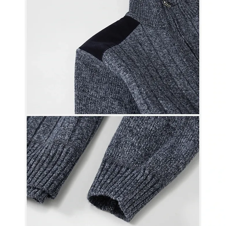 Gioberti Men's Quarter Zip Pullover Knitted Regular Fit Sweater With Soft Brushed Flannel Lining
