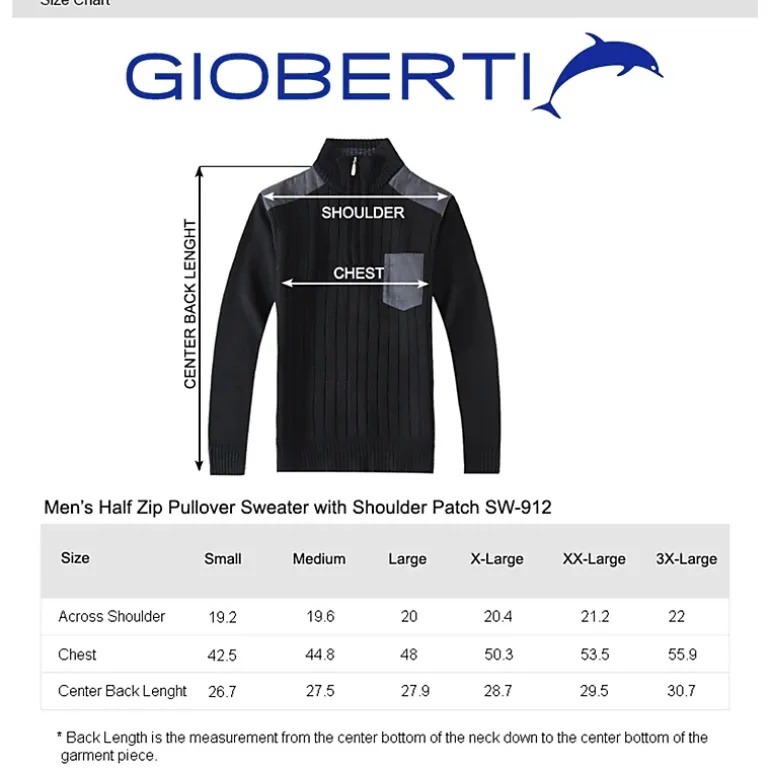 Gioberti Men's Quarter Zip Pullover Knitted Regular Fit Sweater With Soft Brushed Flannel Lining