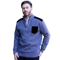 Gioberti Men's Quarter Zip Pullover Knitted Regular Fit Sweater With Soft Brushed Flannel Lining
