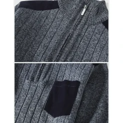 Gioberti Men's Quarter Zip Pullover Knitted Regular Fit Sweater With Soft Brushed Flannel Lining