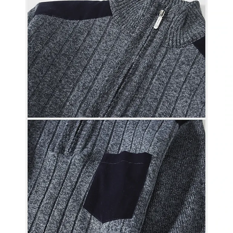 Gioberti Men's Quarter Zip Pullover Knitted Regular Fit Sweater With Soft Brushed Flannel Lining