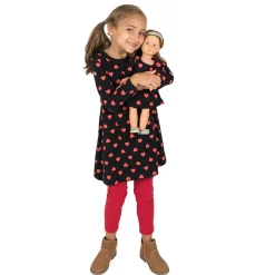 Girl & Matching Doll Set - Cotton Valentine Hearts Dress