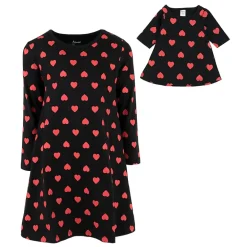 Girl & Matching Doll Set - Cotton Valentine Hearts Dress