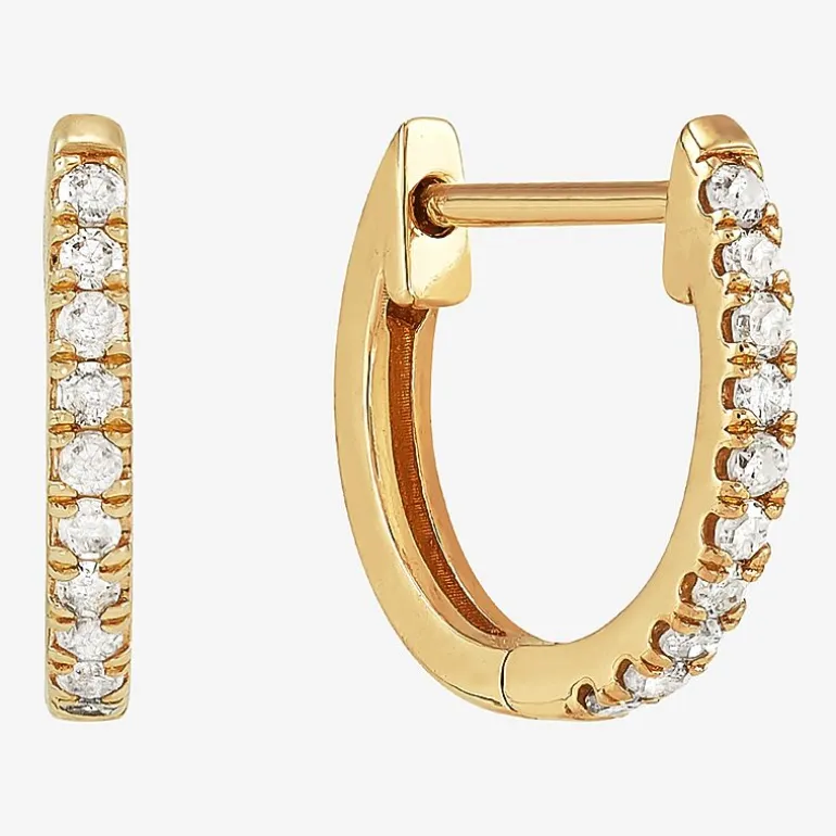 Girls 1/10 CT. T.W. Natural White Diamond 14K Gold 10.6mm Hoop Earrings