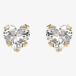 Girls Cubic Zirconia Heart Stud Earrings