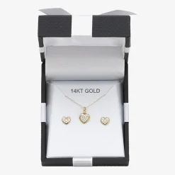 Girls Cubic Zirconia 14K Gold Heart 2-pc. Jewelry Set